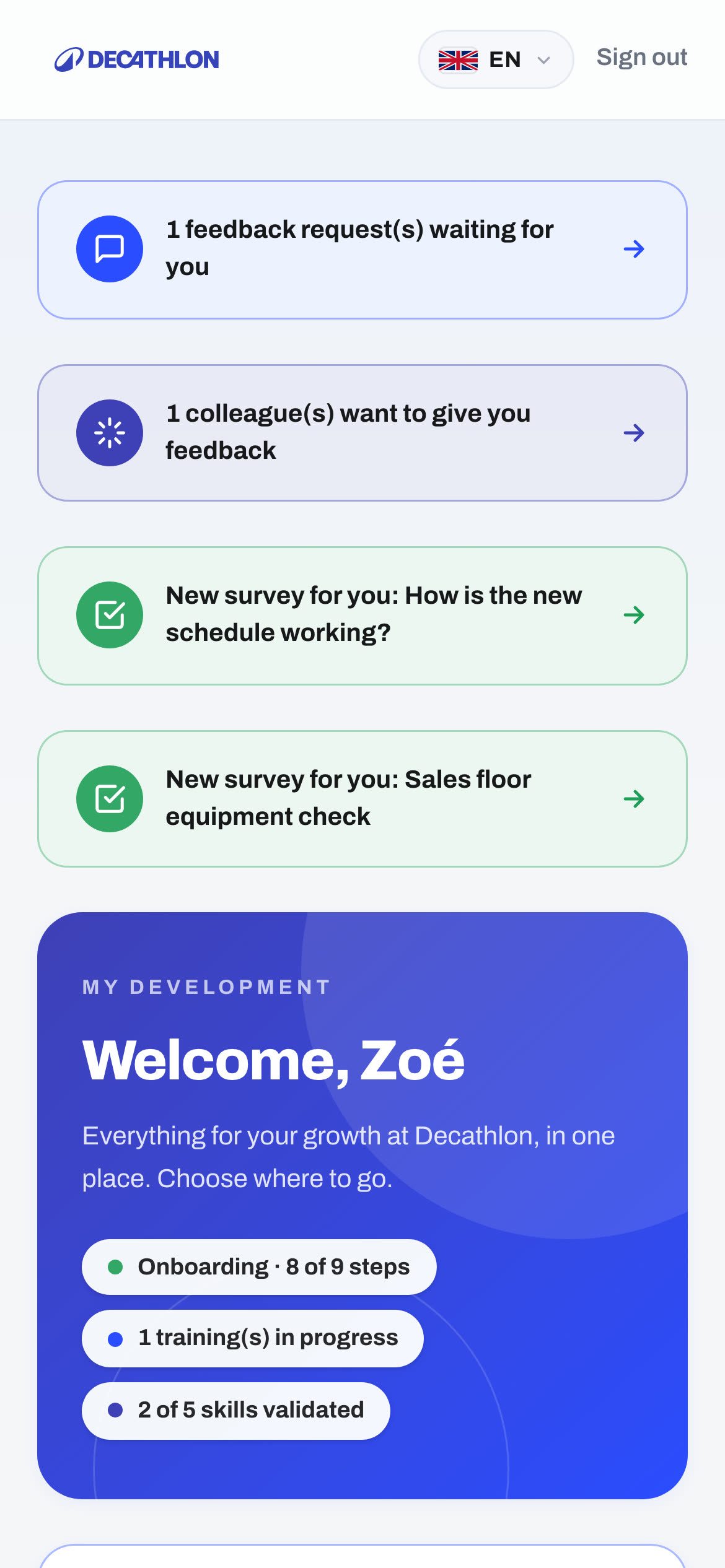 The employee home on a phone
